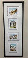 Set 4 Chamonix France Watercolor Paintings Framed