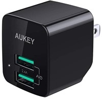 New- AUKEY USB Wall Charger, ULTRA COMPACT Dual