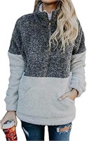 New- Women Zipper Sherpa Sweatshirt Pullover