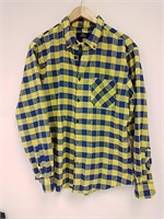 New men's slim fit extra large yellow plaid shirt