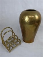 Group of Brass Metalware- Vase, Bowl, Candleholder
