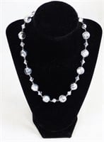 Sterling Silver Necklace with Large Crystal Beads