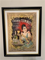 French L' Absinthe Terminus Print Framed.