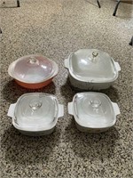 2 Qt Pyrex Ovenware Bowl & 3 Corning Ware Dishes
