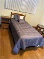 Twin size bedframe with bed and night stand