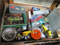 Box Lot Misc.-Tonka Toys,Shoe Polish,Darts,Cards,