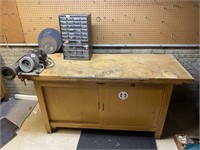 2 Sliding Door Wood Work Bench, 1 Drawer, 66"x30"x