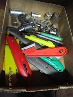 Box Lot Misc.-Utility Knives & Sockets