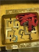 Box of Small C-Clamps & Tie Downs