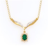 Plated 18KT Yellow Gold 0.80ct Green Agate and Dia