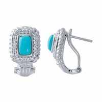 14KT White Gold 0.96ctw Turquoise and Diamond Earr