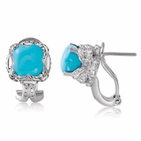 14KT White Gold 4.83ctw Turquoise and Diamond Earr