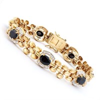 Plated 18KT Yellow Gold 11.00ctw Black Sapphire an