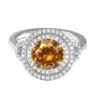 14KT White Gold 2.11ct Citrine and Diamond Ring