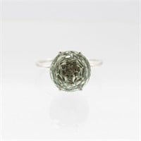 Natural 7ct Hand Carved Green Amethyst Ring