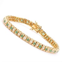 Plated 18KT Yellow Gold 1.80ctw Emerald and Diamon