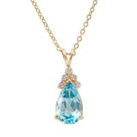 Plated 18KT Yellow Gold 5.05ctw Blue Topaz and Dia