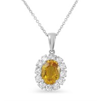 14KT White Gold 1.63ct Yellow Sapphire and Diamond