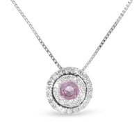 14KT White Gold 0.23ct Pink Sapphire and Diamond P