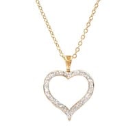 Plated 18KT Yellow Gold Diamond Heart Pendant with