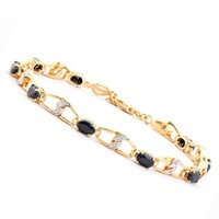 Plated 18KT Yellow Gold 6.50ctw Black Sapphire and