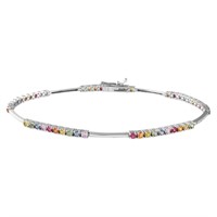 18KT White Gold 2.43ctw Multi Color Sapphire Brace