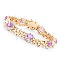 Plated 18KT Yellow Gold 7.50ctw Amethyst and Diamo