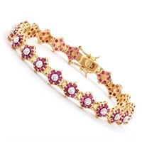 Plated 18KT Yellow Gold 6.55ctw Ruby and Diamond B