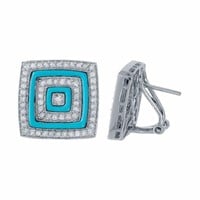 14KT White Gold 1.40ctw Turquoise and Diamond Earr