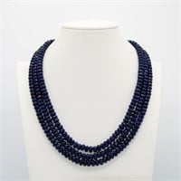 Pretty 210 Ct 3 Strand Blue Lapis Lazuli Necklace