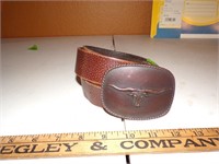 46" Leather belt with Texas Longhorn belt buckle