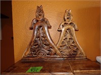 Pair of wooden wall displays