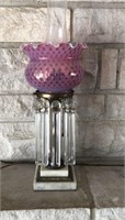 Fenton Coin Spot Cranberry Opalescent Lamp