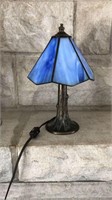 Vintage Blue Swirl Stain Glass Table Lamp