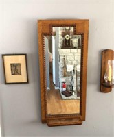 Antique Oak Beveled Glass Mirror