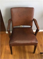 Antique Leather Brass Bead Chair