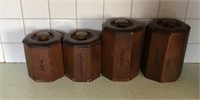 Vintage Wooden Cannister Set