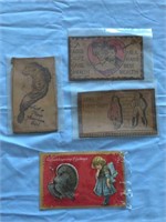 4 1907 Leather Postcards