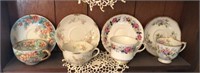 4 Porcelain Cup Saucers Royal Stafford