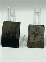 2 Antique Tin Type Photos-Mother Children