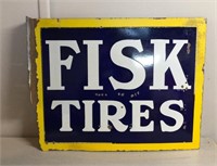Fisk Tires Dbl Side Porcelain Flange Sign