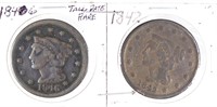 1842 & 1846 Braided Hair Large Cents