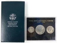 1990-w Eisenhower Commem. Silver Dollar & 1976 Set