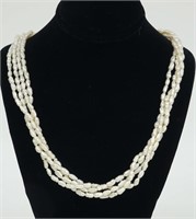 Four Strand Freshwater Pearl Necklace & Earrings