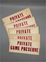 Vintage 1950's Era Game Preserve Paper Signs