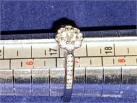 Size 7 10K White Gold Diamond Ring Signed JEM