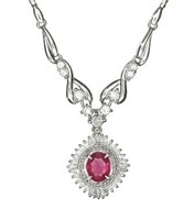 GIA Certified Platinum Ruby & Diamond Necklace