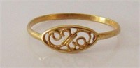 Dainty Late Victorian 18KT Gold Filigree Ring Sz.8