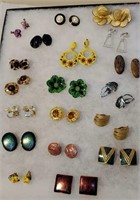 Group of clip on earrings including Sarah