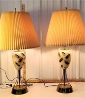Pair of mid-century lamps with shades